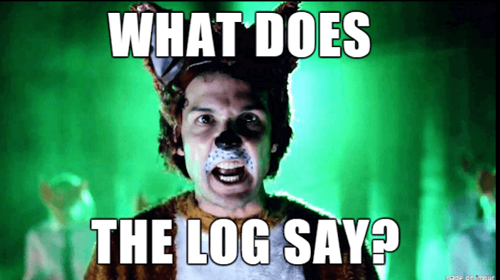 What does the log say
